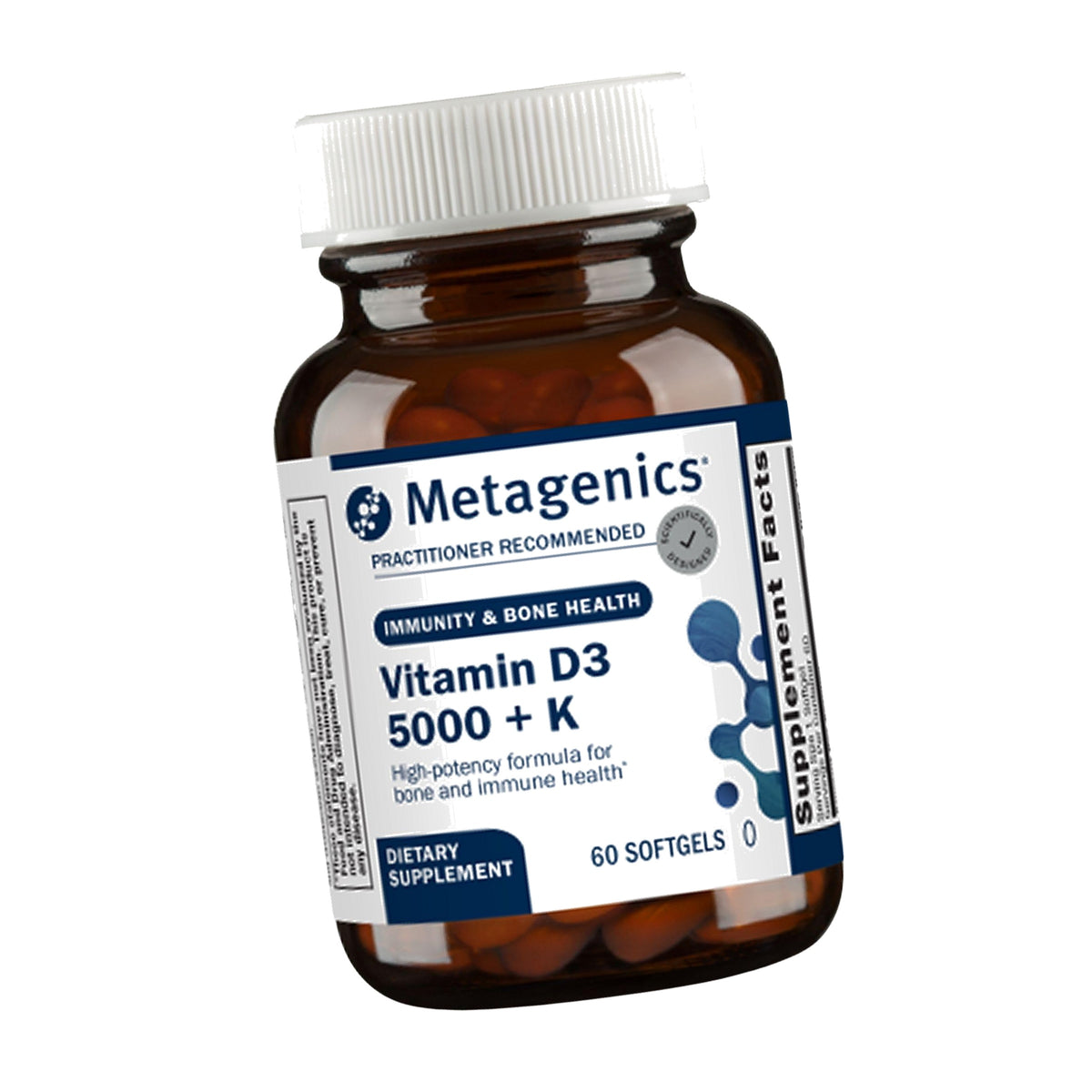 Metagenics Vitamin D3 and Vitamin K2 5,000 IU with MK-7, 60 Softgels