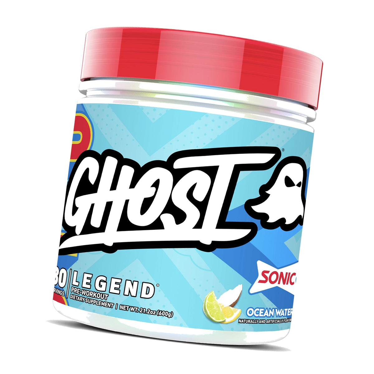 GHOST Legend Pre-Workout Powder, Sonic Ocean Water, 30 Servings