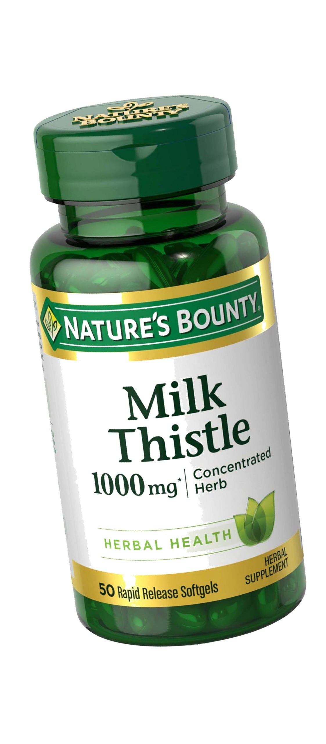Nature's Bounty Milk Thistle 1000mg, Rapid Release Softgels, 50 Count