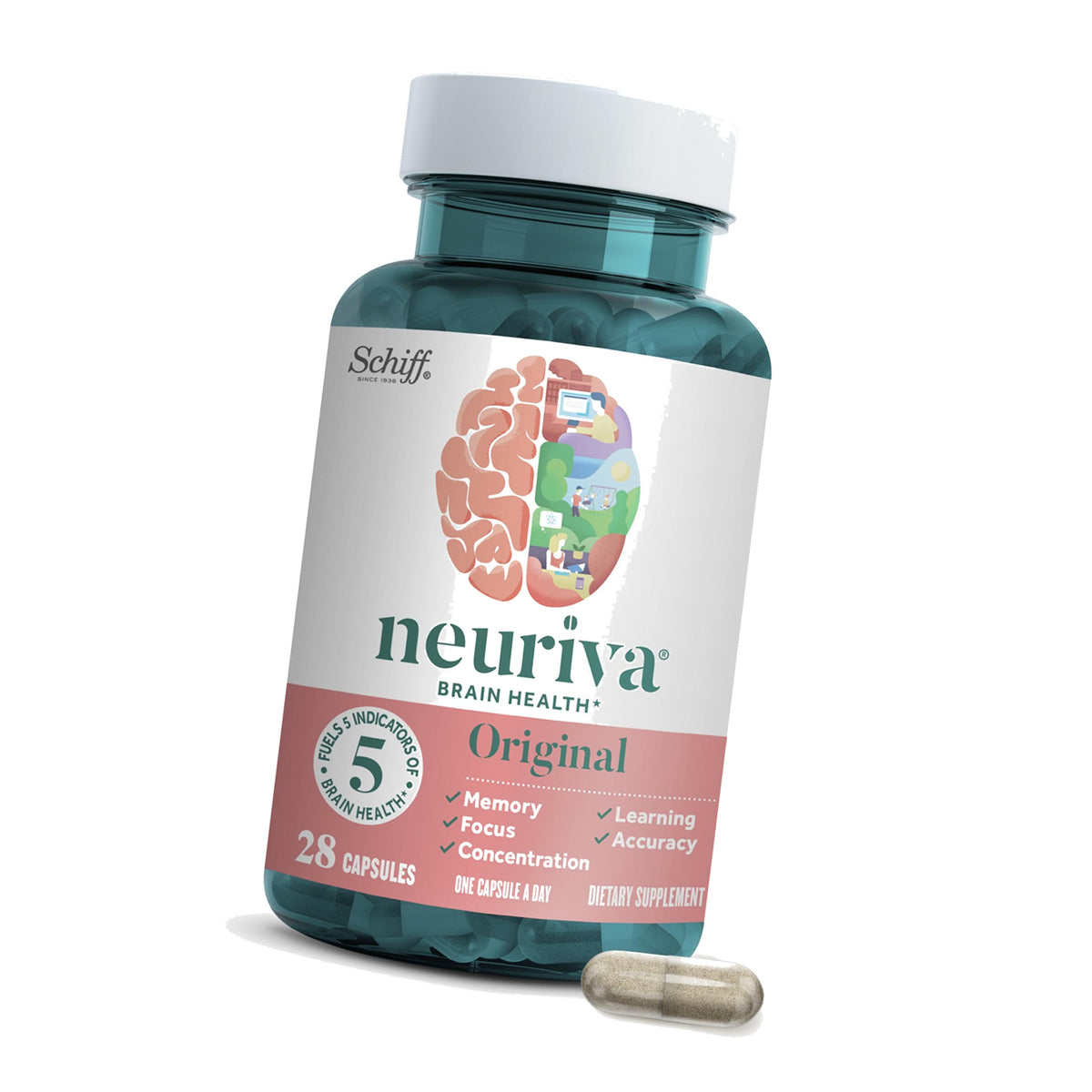 NEURIVA Original Brain Supplements - 28 Count Capsules