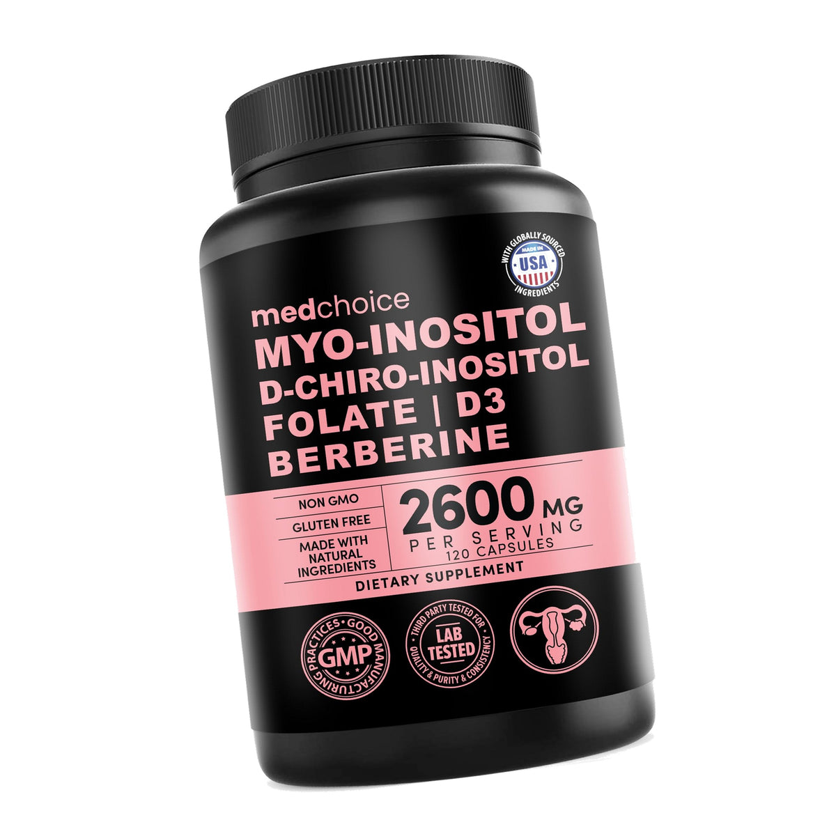 MEDCHOICE Myo-Inositol 40:1 Supplement with Folate, Vitamin D3, 120 ct