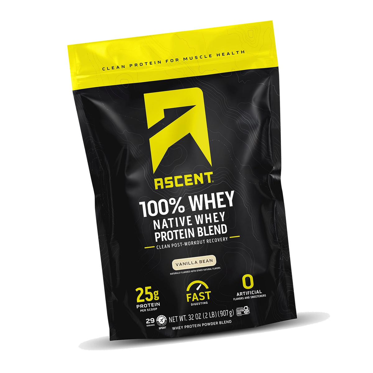 Ascent 100% Whey Protein Powder, Vanilla Bean, 2 lb, Daily Protein