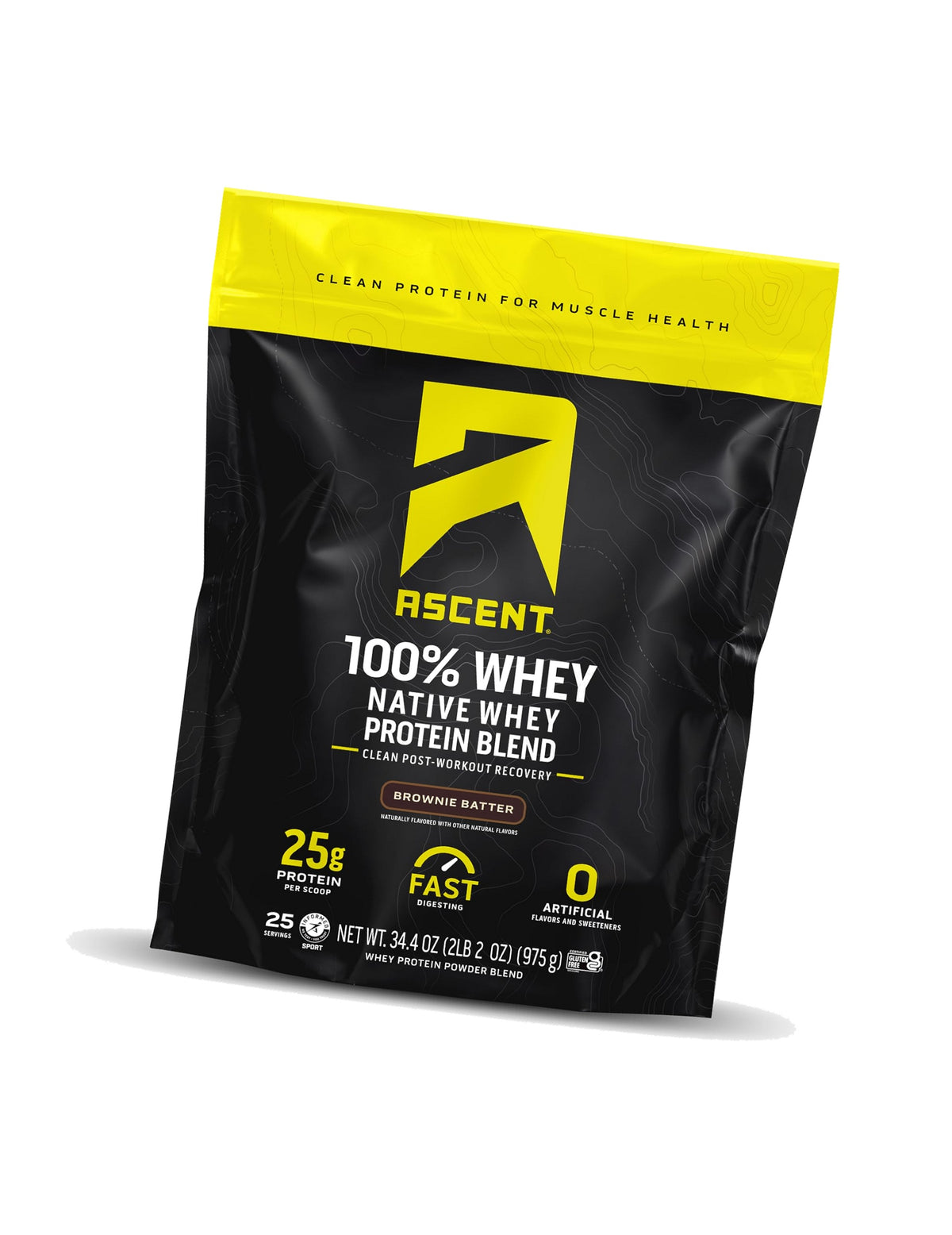 Ascent 100% Whey Protein Powder, Brownie Batter, 1.7 lb, Daily Protein