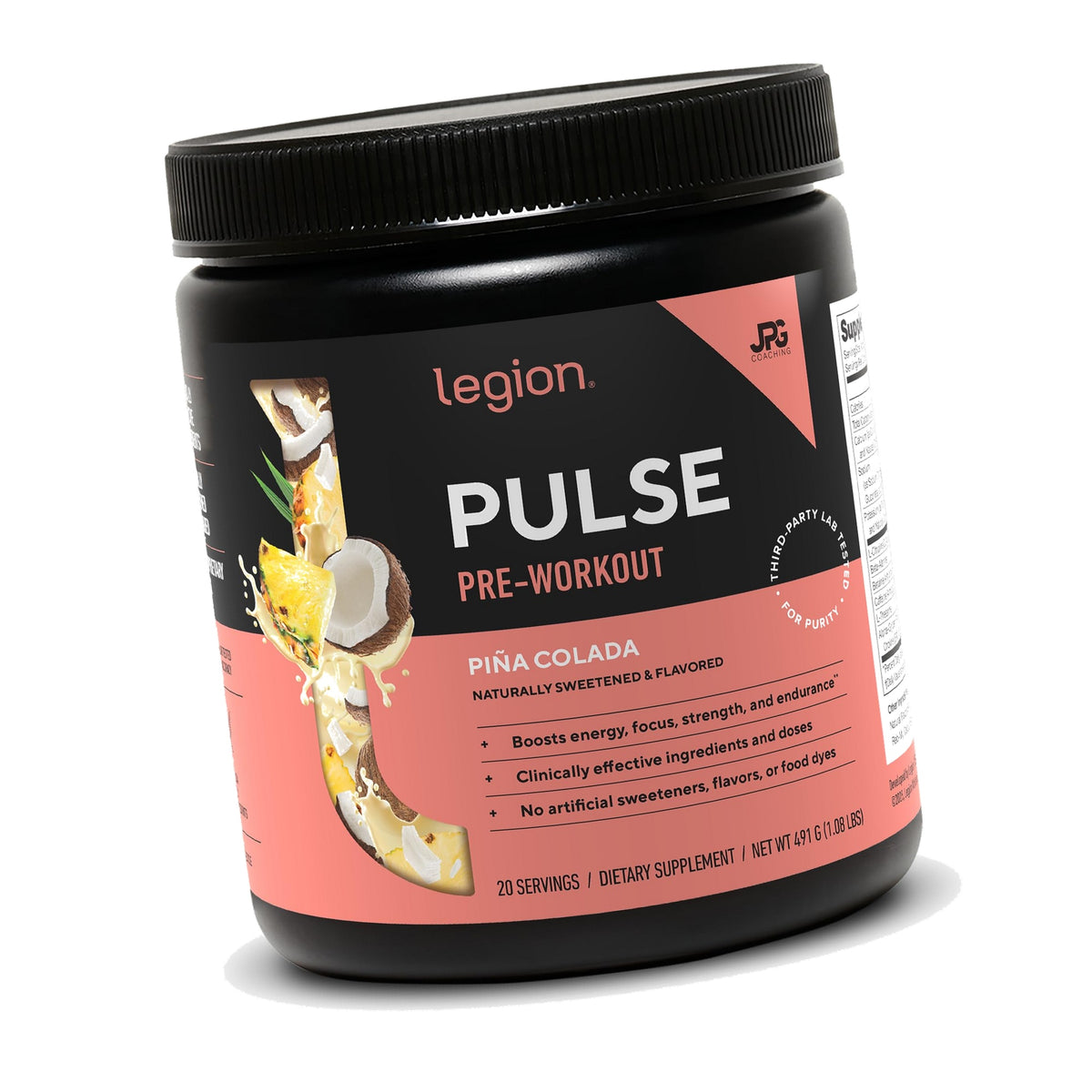 Legion Pulse Pre-Workout, 350mg Caffeine, Nitric Oxide, Pina Colada