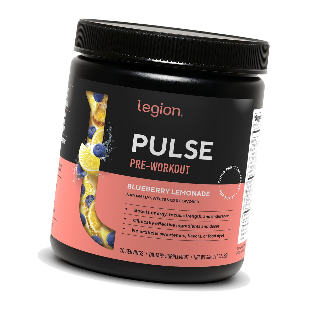 Legion Pulse Pre-Workout, 350mg Caffeine, Nitric Oxide, Blueberry Lemonade