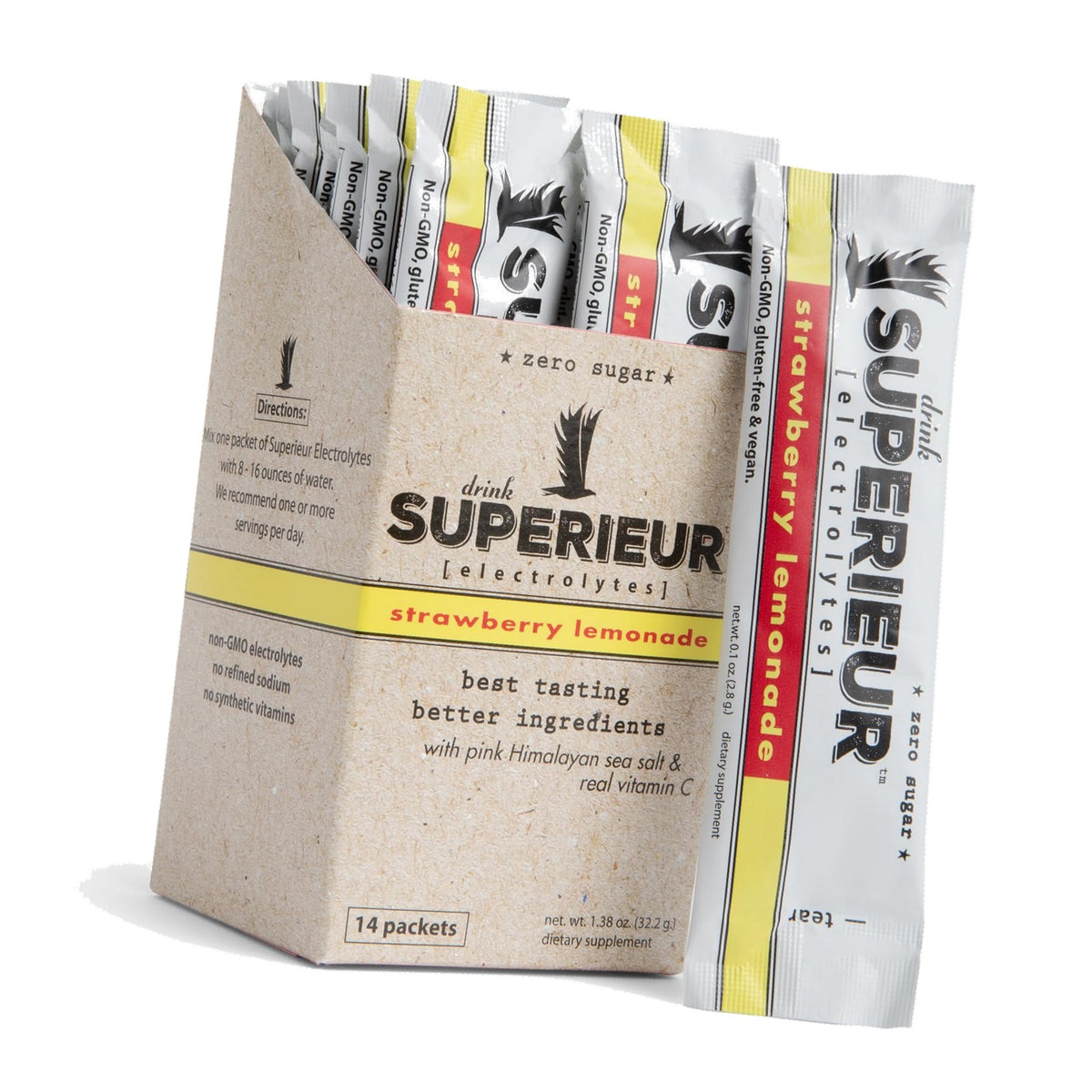 Superieur Sea Mineral Electrolyte Powder, Strawberry Lemonade, 14 Packets