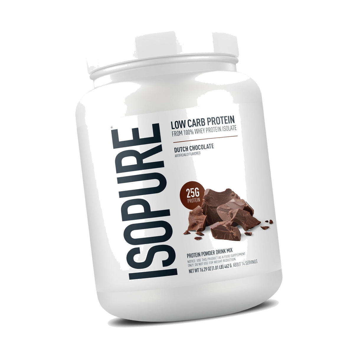 Isopure Low Carb Whey Isolate Protein Powder, Dutch Chocolate 1 LB