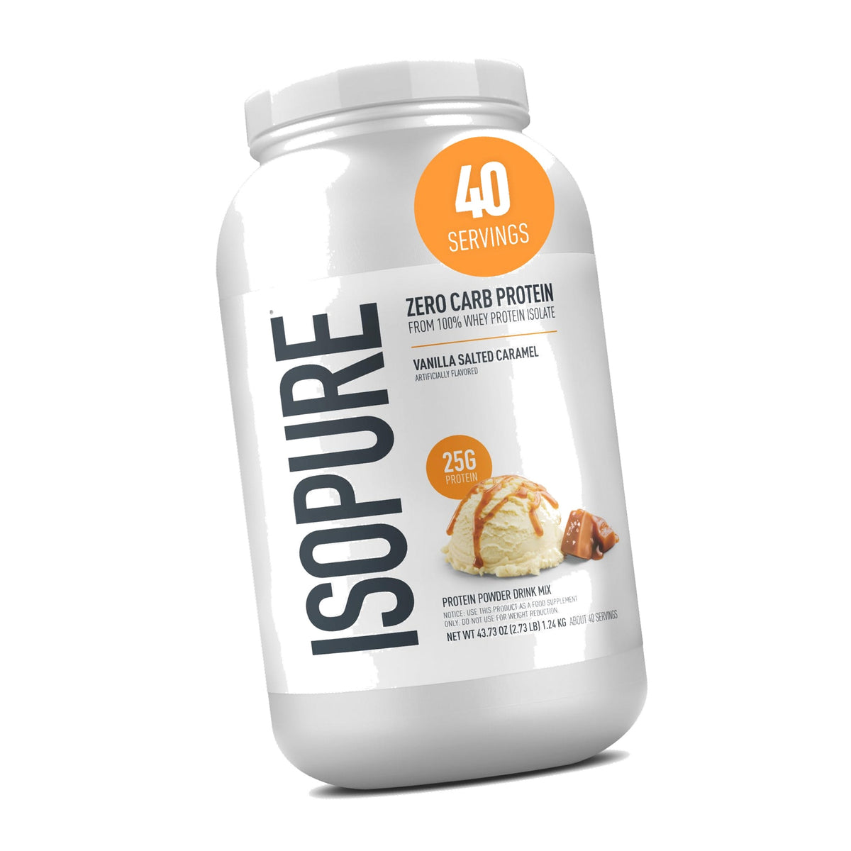 Isopure Zero Carb Whey Isolate Protein Powder, Vanilla Salted Caramel 3 LB