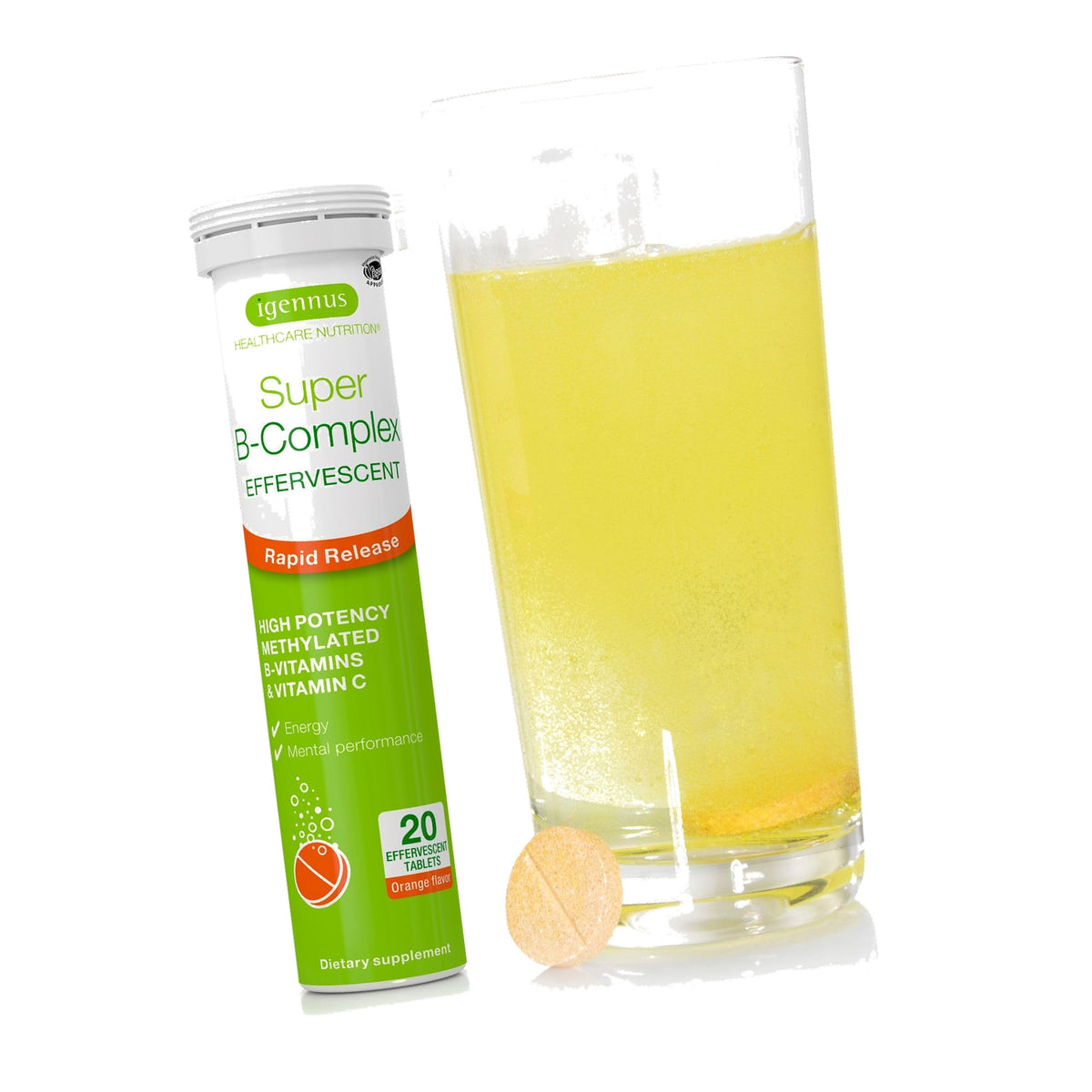 Igennus Super B-Complex Methylated Liquid B-Vitamin Effervescent Supplement