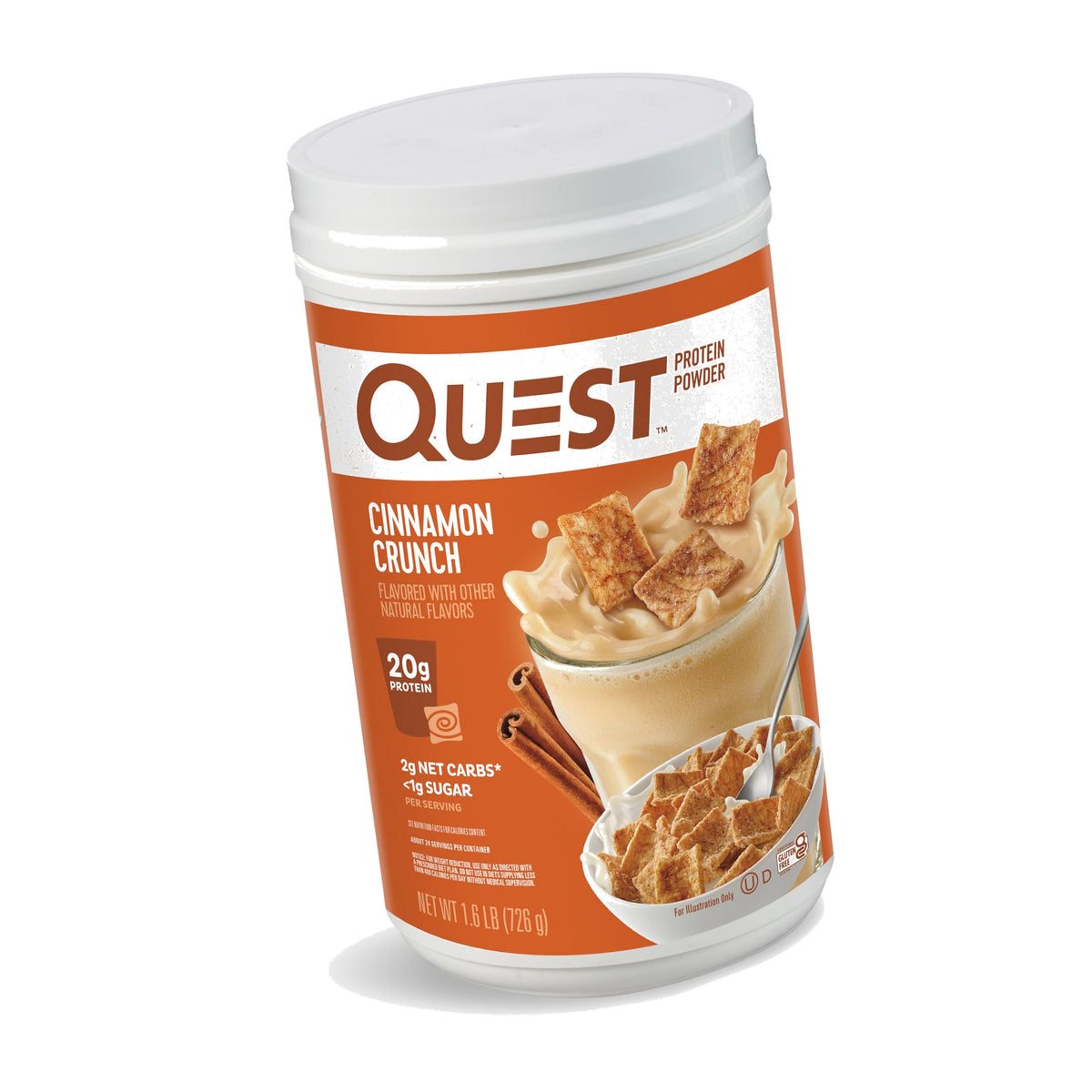 Quest Nutrition Cinnamon Crunch Protein Powder, 20g Protein, 2g Net Carb, 1g Sugar, Low Carb, Gluten Free, 1.6 Pound, 24 Servings