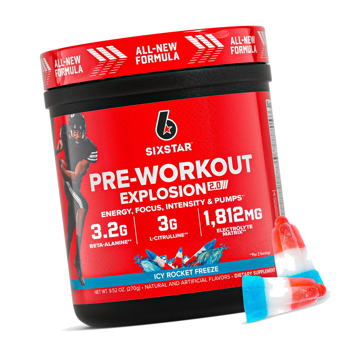 Six Star Pre-Workout Powder for Men & Women, ICY Rocket Freeze, 30 Servings