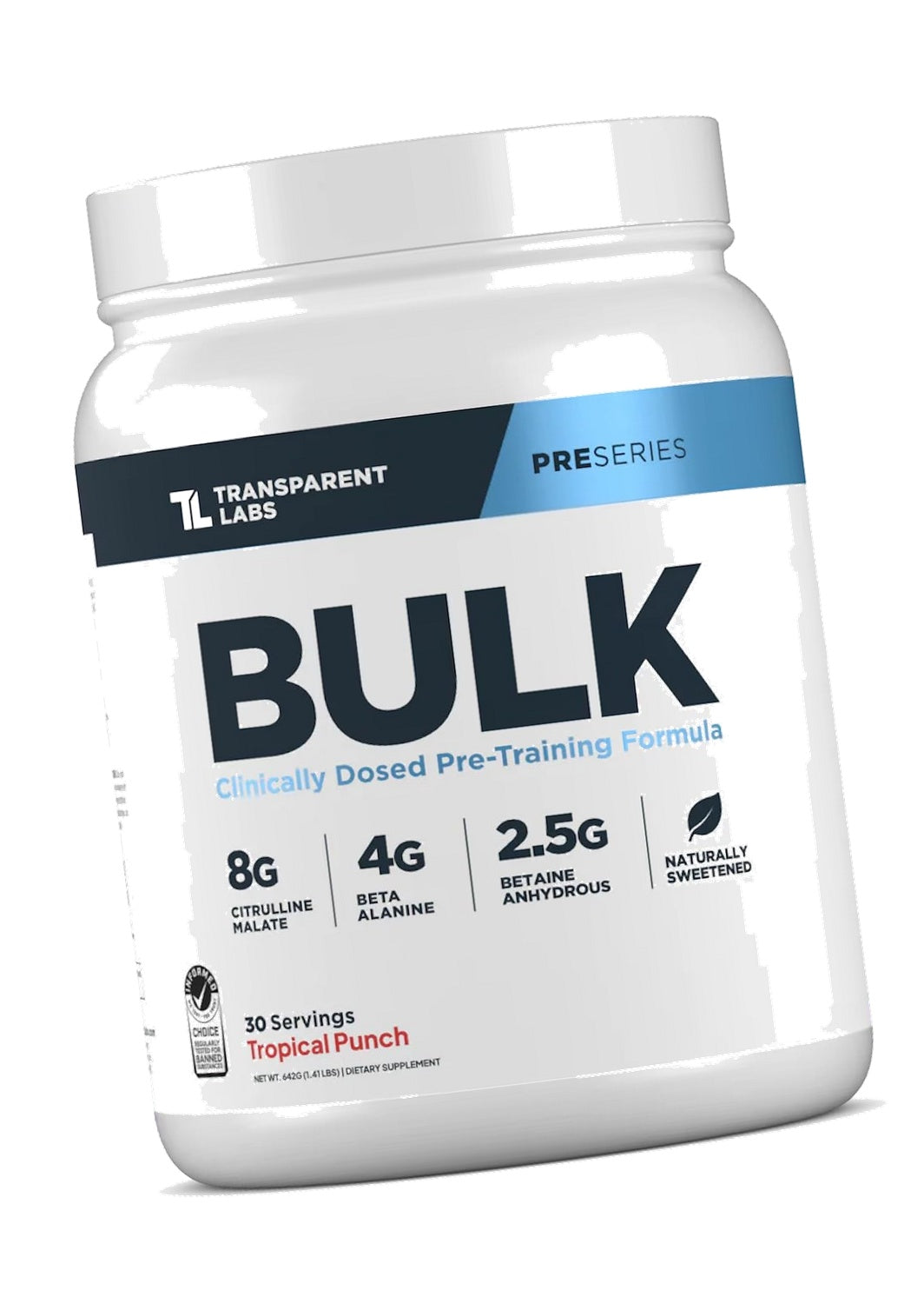 Transparent Labs Bulk Pre Workout Powder - 30 Servings, Tropical Punch