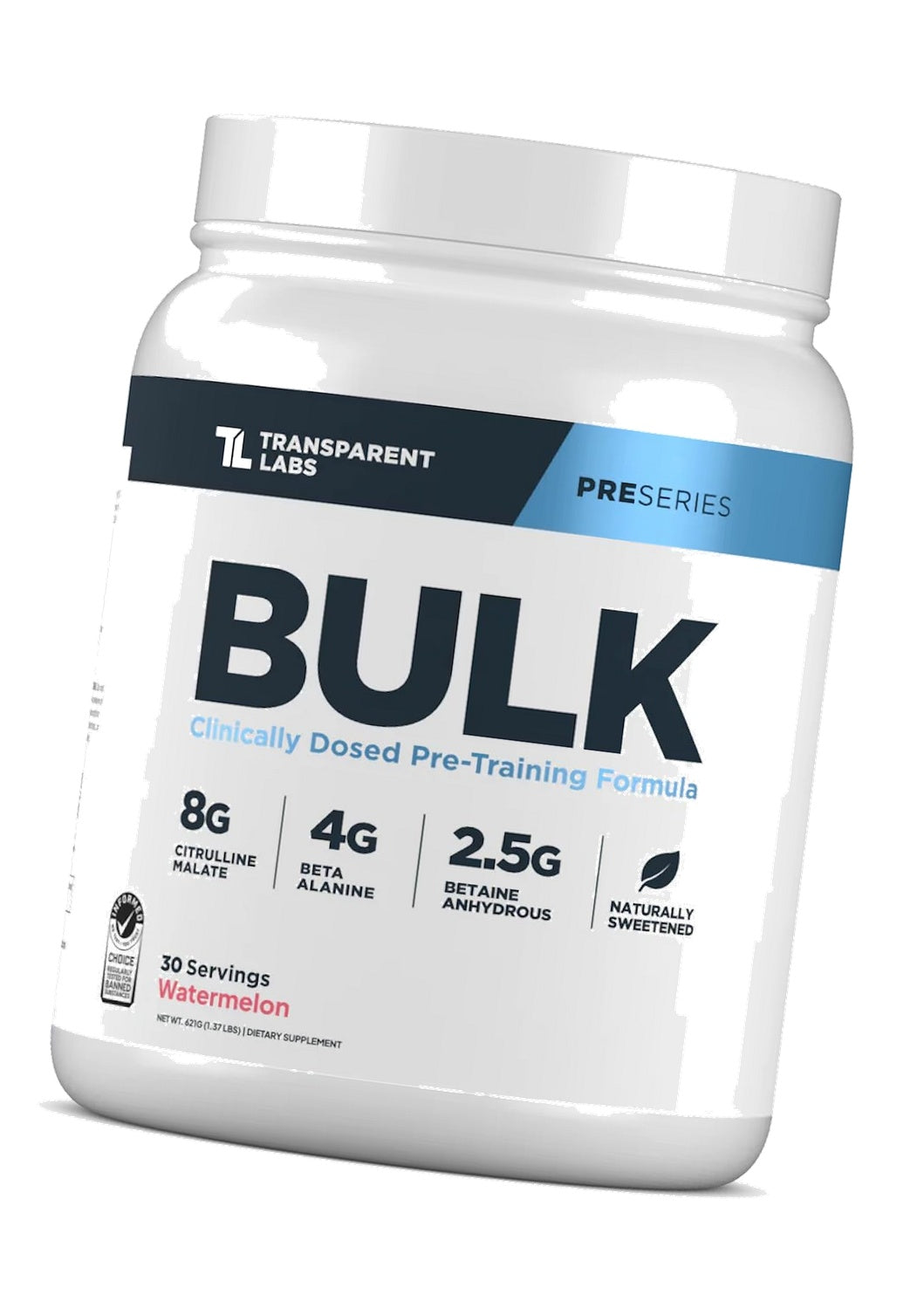 Transparent Labs Bulk Pre Workout Powder - 30 Servings, Watermelon