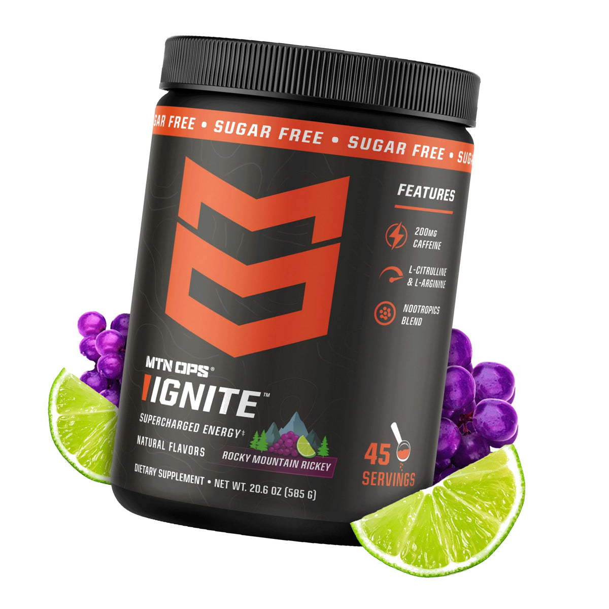 MTN OPS Ignite Energy Powder, Zero Sugar, Rocky Mountain Rickey