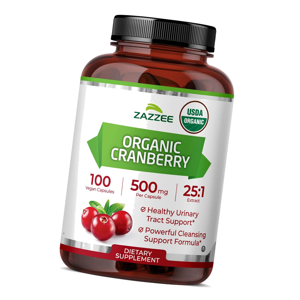 Zazzee USDA Organic Cranberry 25:1 Extract, 500mg per Capsule, 100 Capsules