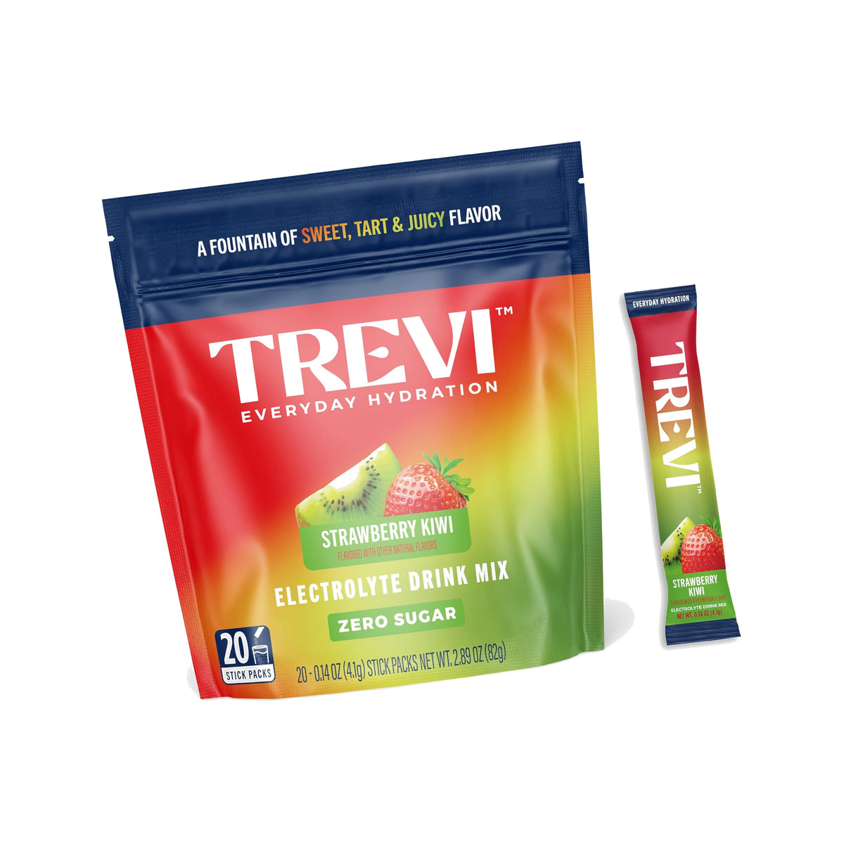 TREVI Electrolytes Powder Packets, Sugar Free Hydration, Strawberry Kiwi