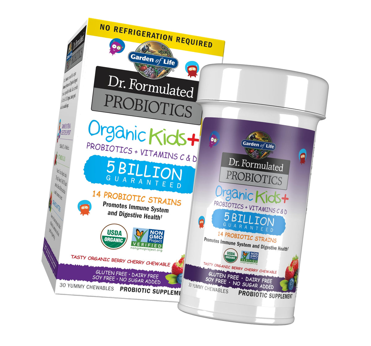 Garden of Life Dr. Formulated Kids+ Probiotics, Shelf Stable, Berry Cherry
