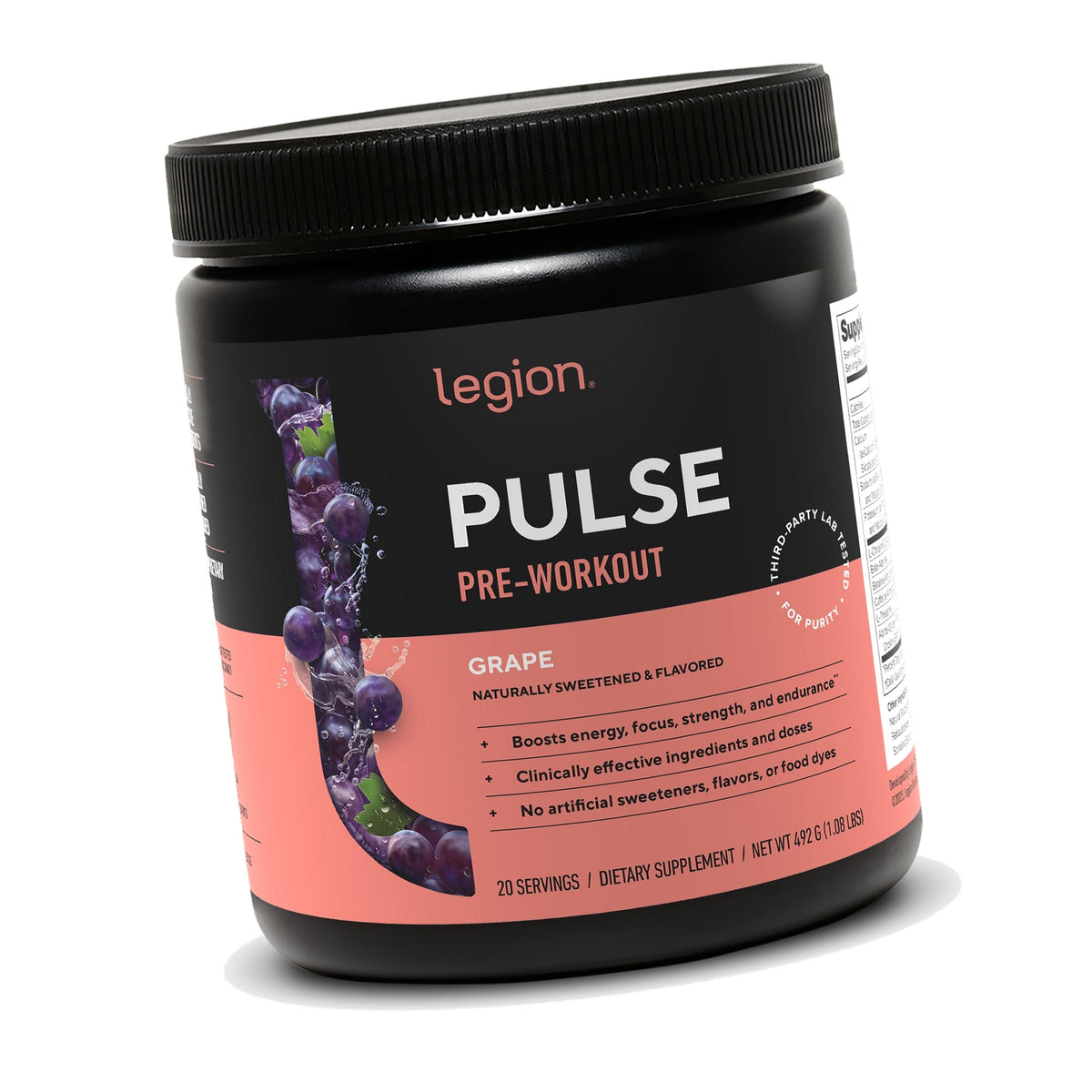 Legion Pulse Pre-Workout, 350mg Caffeine, Nitric Oxide, Grape