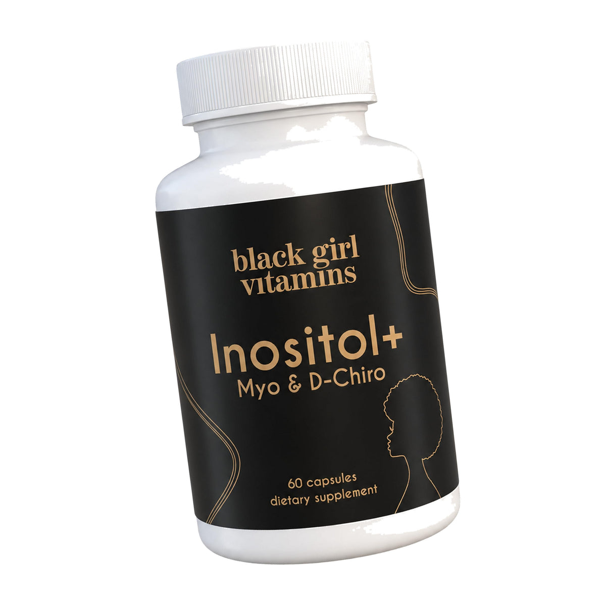 Black Girl Vitamins Inositol Supplement, 1000mg Myo + 25mg D-Chiro, Vegan Capsules to Support Hormone Balance, Healthy Ovarian & Menstrual Wellness, 60 Count