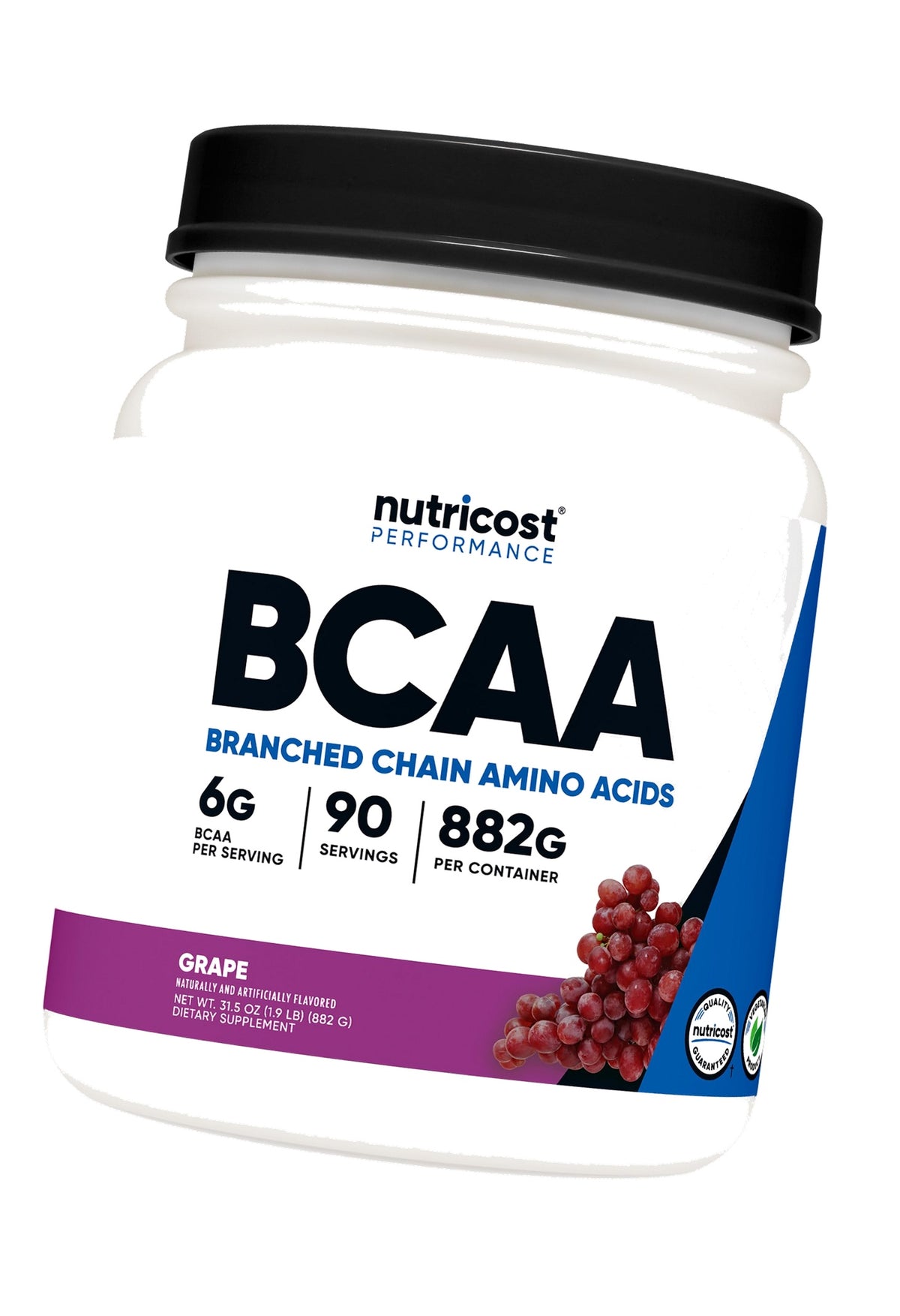 Nutricost BCAA Powder (Grape) 90 Servings, Optimal 2:1:1 Ratio, GMO-Free