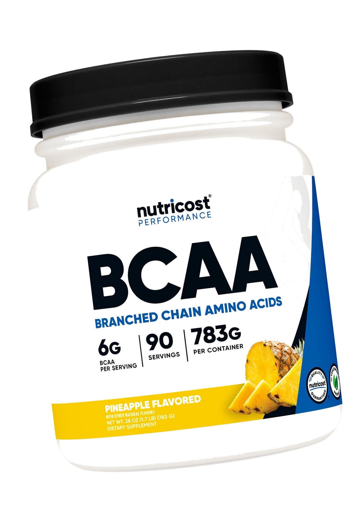 Nutricost BCAA Powder (Pineapple, 90 Servings) - Optimal 2:1:1 Ratio