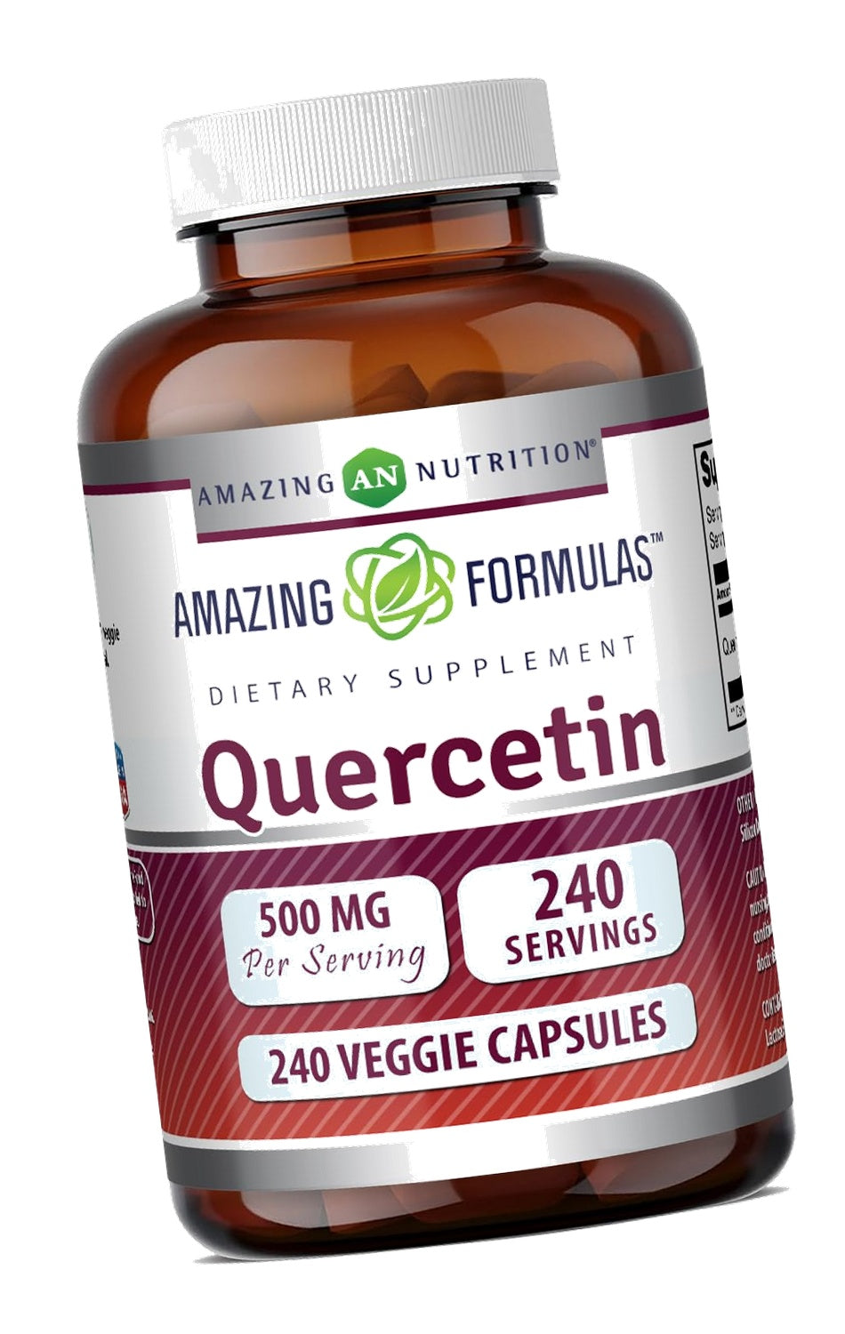 Amazing Formulas Quercetin 500mg Veggie Capsules Supplement | Non-GMO | Gluten Free | Supports Overall Health & Well Being (240 Count)