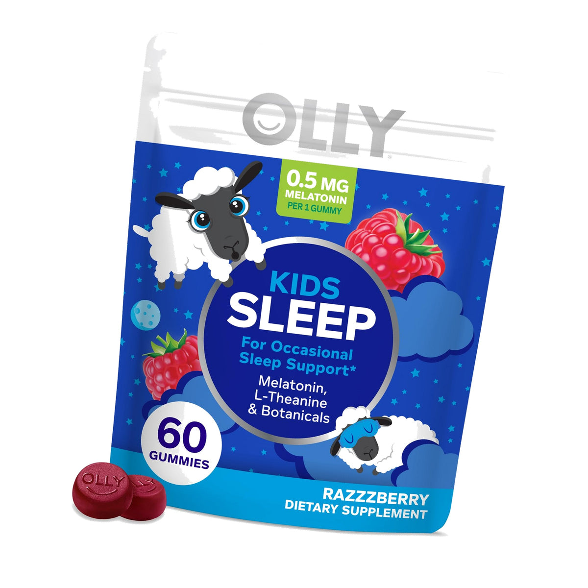 OLLY Kids Sleep, Occasional Sleep Support,* 0.5 mg Melatonin - 60 Count