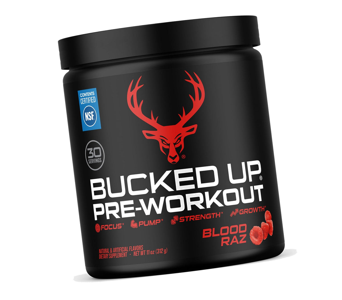 Bucked Up Pre Workout 6 Grams Citrulline, 2 Grams Beta Alanine, and 3 Other Registered trademarked Ingredients (Red Raz)