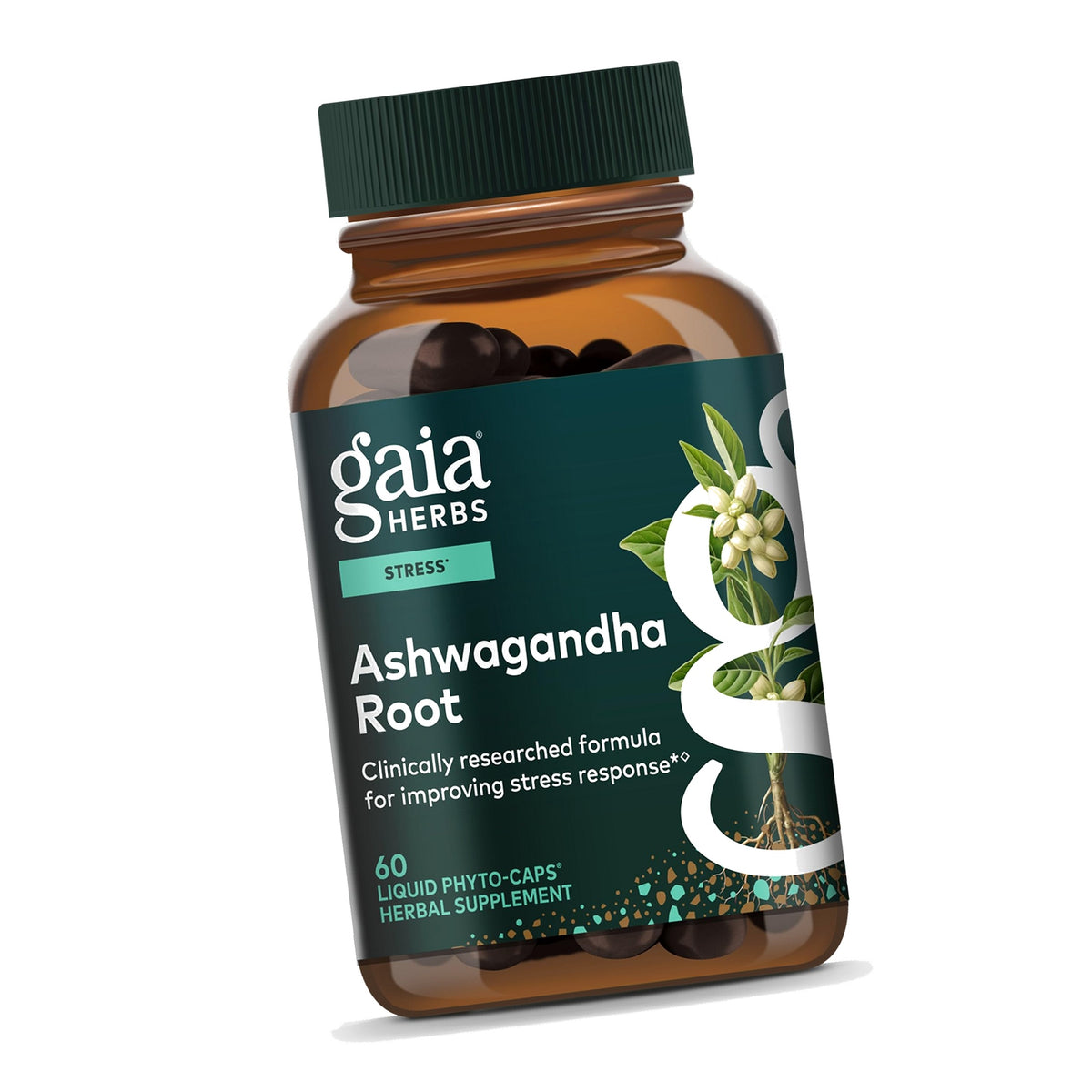 Gaia Herbs Ashwagandha Root 350 mg, 60 Vegan Capsules, 30 Servings