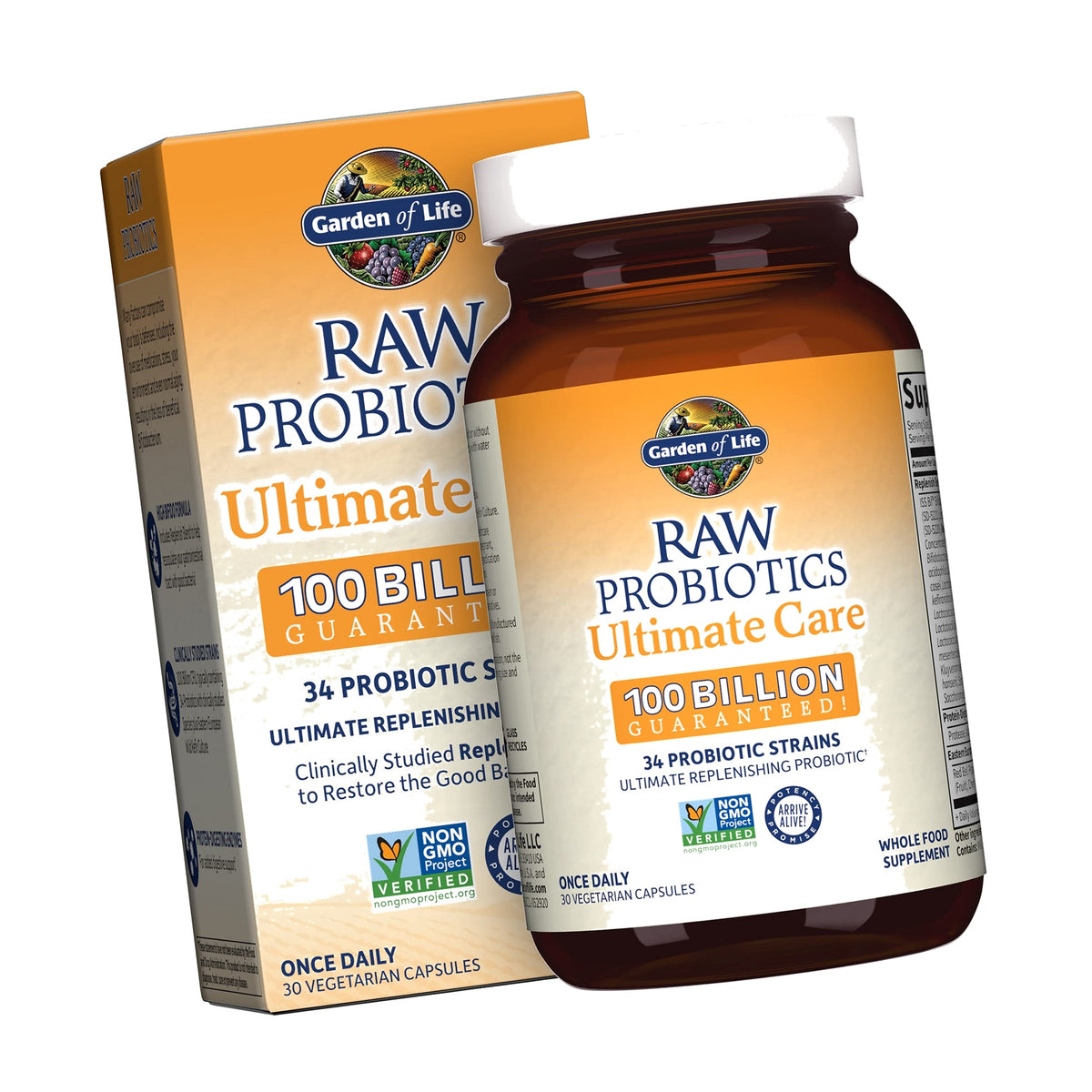 Garden of Life Raw Probiotics Ultimate Care, 100 Billion CFU, 30 Capsules