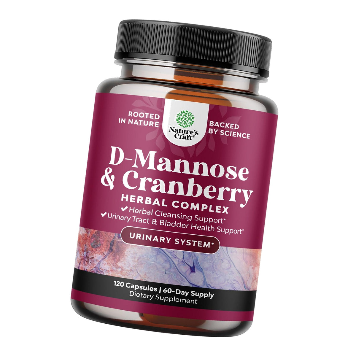 D Mannose with Cranberry Supplement - Urinary Tract Support - 120 Capsules