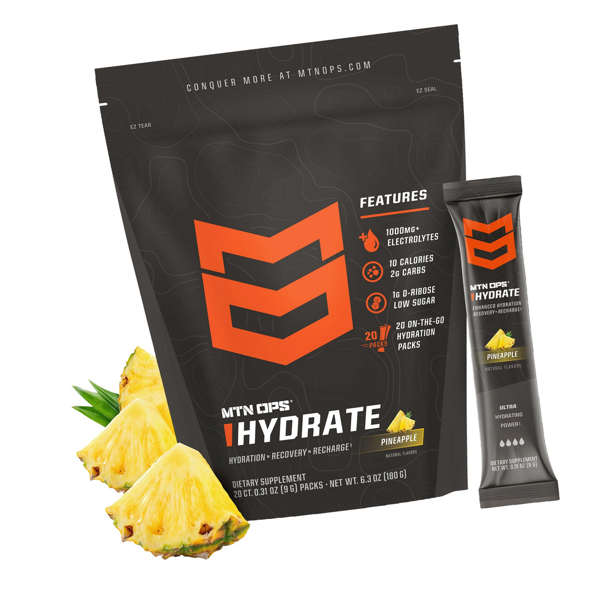 MTN OPS Hydrate Sugar Free Electrolyte Packets, Pineapple