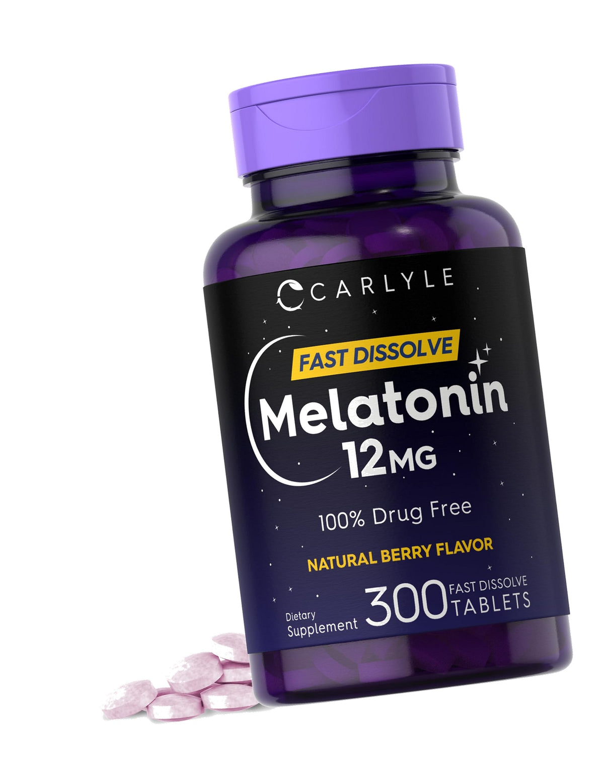 Carlyle Melatonin 12 mg Fast Dissolve 300 Tablets | Drug Free