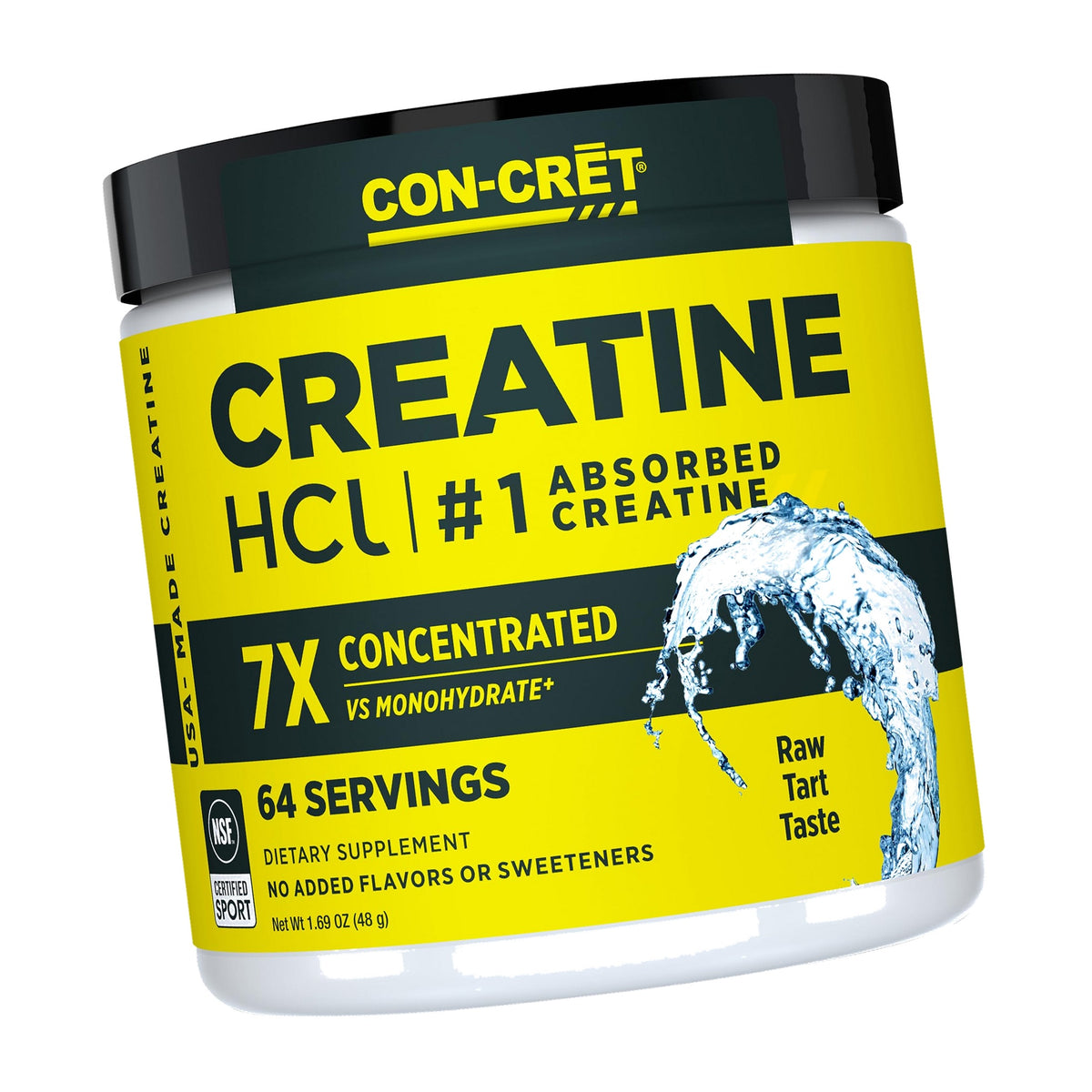 CON-CRET Creatine HCl Powder for Women and Men, Unflavored, 64 Servings