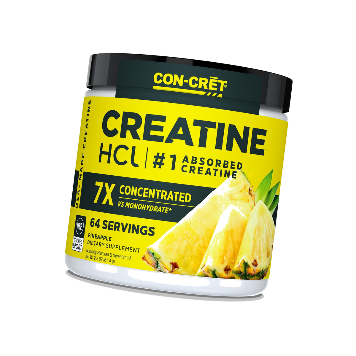 CON-CRET Creatine HCl Powder for Women and Men, Pineapple, 64 Servings