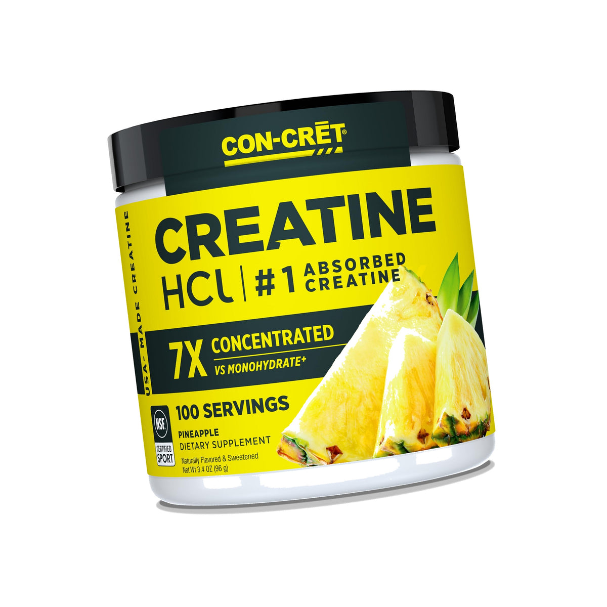 CON-CRET Creatine HCl Powder for Women and Men, Pineapple, 100 Servings