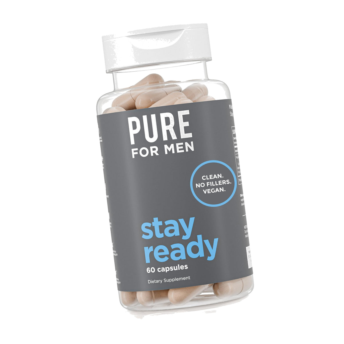 Pure for Men Stay Ready Fiber Supplement Psyllium Husk (60 Vegan Capsules)