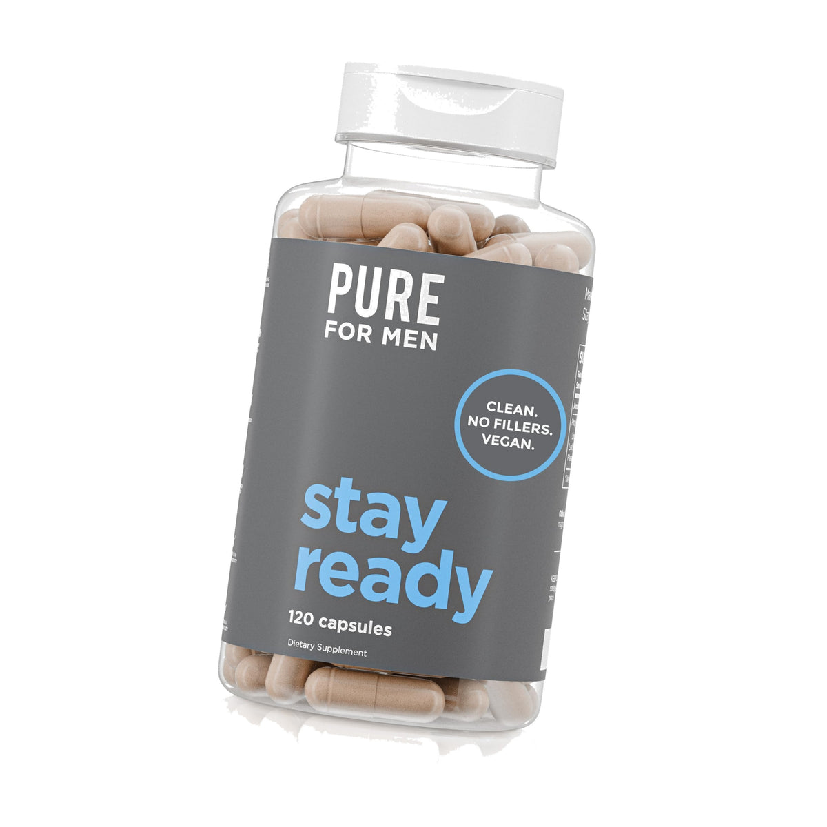 Pure for Men Stay Ready Fiber Supplement Psyllium Husk (120 Vegan Capsules)