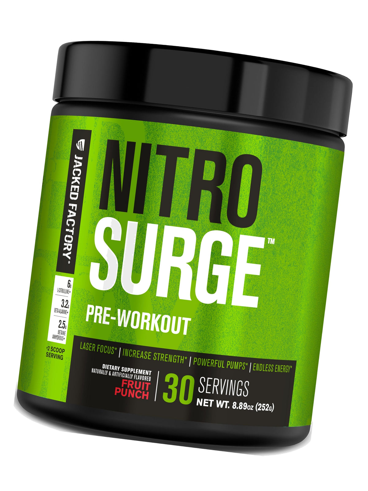 NITROSURGE Pre Workout Supplement - Endless Energy, Instant Strength Gains, Clear Focus, Intense Pumps - Nitric Oxide Booster & Powerful Preworkout Energy Powder - 30 Servings, Fruit Punch