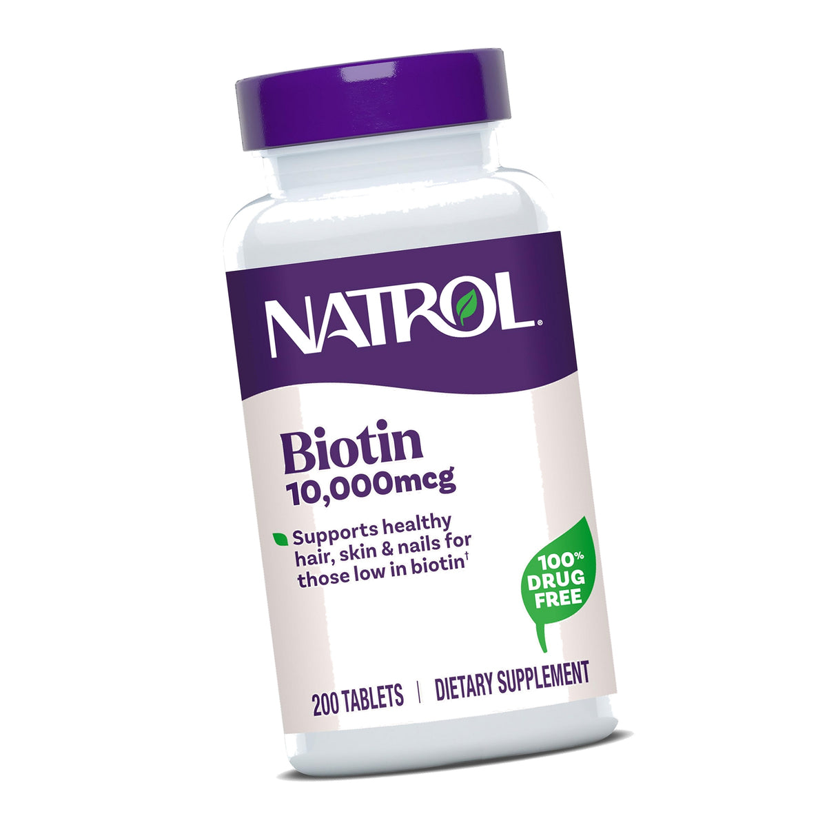 Natrol Biotin 10000mcg, for Healthy Hair, Skin & Nails, 200 Tablets