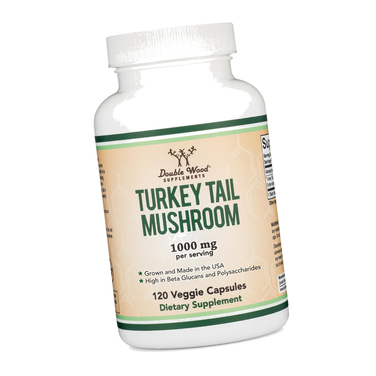 Turkey Tail Mushroom Supplement, 1,000mg, Grown in USA, 120 Capsules
