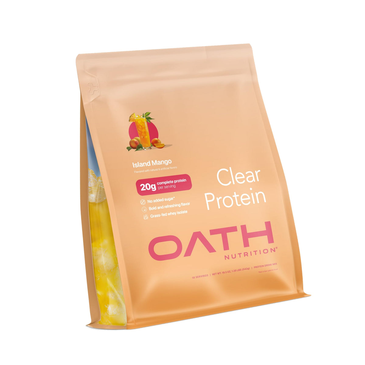 Oath Nutrition Clear Whey Isolate Protein Powder, Island Mango, 20g Complete Protein per Serving, No Added Sugar, Grass-Fed, 18 Servings