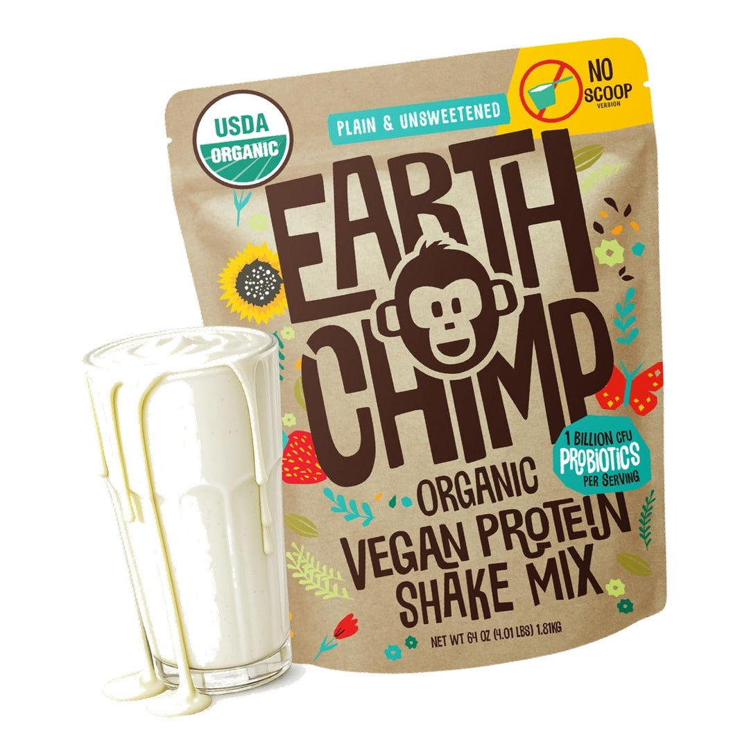 EarthChimp Organic Plant Based Protein Powder Unsweetened 4lb (No Scoop)