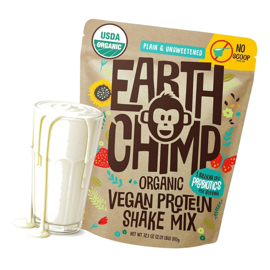 EarthChimp Organic Plant Based Protein Powder Unsweetened 2lb (No Scoop)