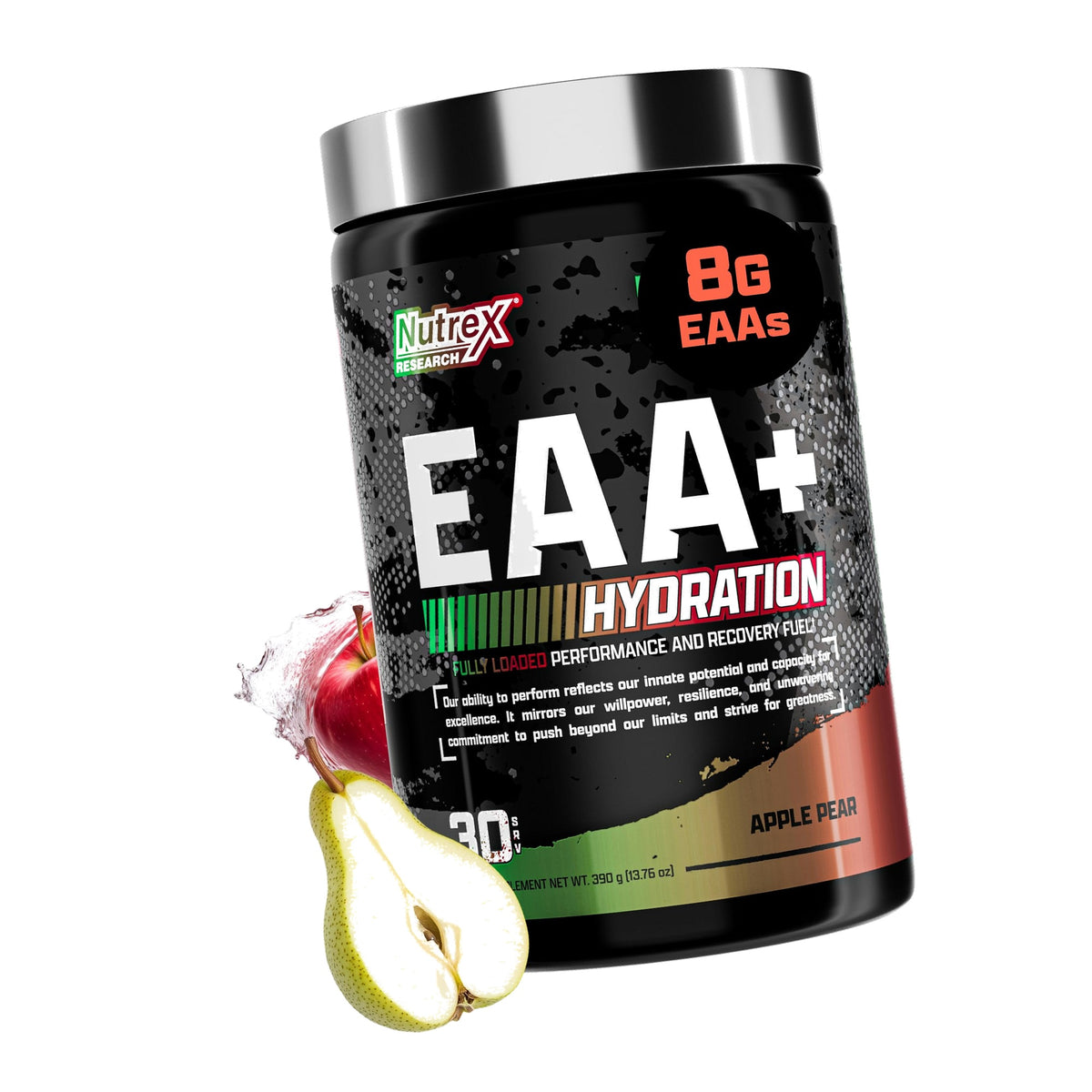 Nutrex Research EAA Hydration | EAAs + BCAAs Powder | Muscle Recovery, Strength, Muscle Building, Endurance | 8G Essential Amino Acids + Electrolytes | Apple Pear 30 Servings