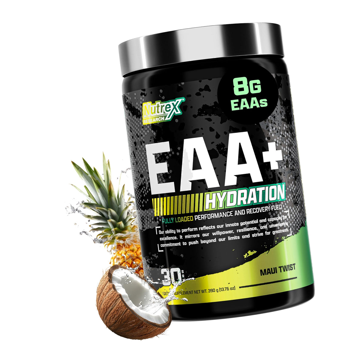 Nutrex Research EAA Hydration | EAAs + BCAAs Powder | Muscle Recovery, Strength, Muscle Building, Endurance | 8G Essential Amino Acids + Electrolytes | Maui Twist Flavor 30 Serving