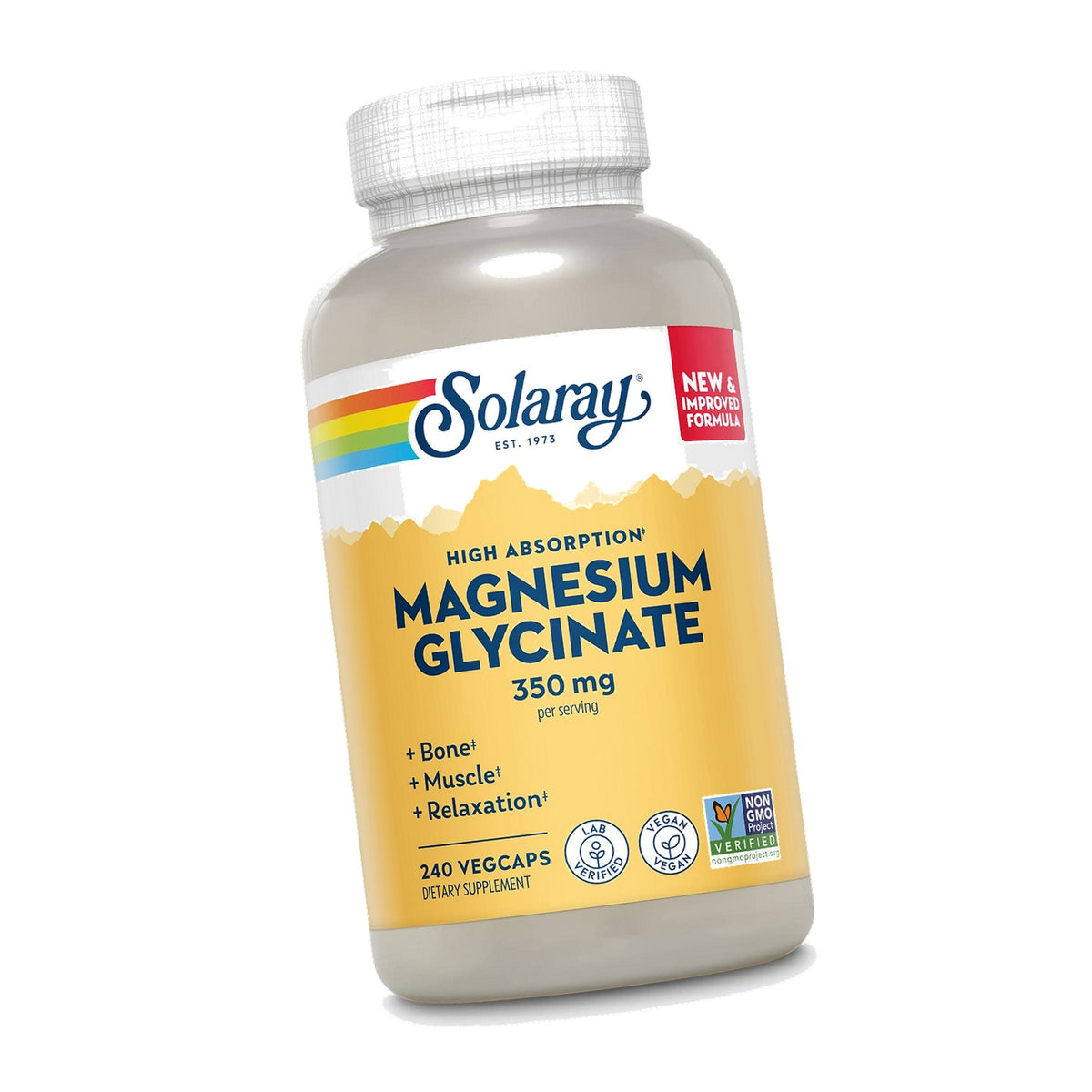 SOLARAY Enhanced Absorption Magnesium Glycinate 350 mg, 240 VegCaps