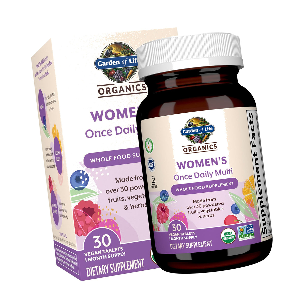 Garden of Life Organics Women's Once Daily Multivitamin, 30 Tablets