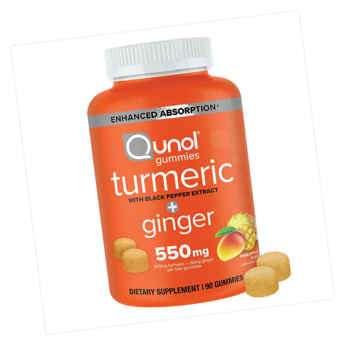 Qunol Turmeric + Black Pepper & Ginger Gummy 550mg Enhanced Absorption 90ct