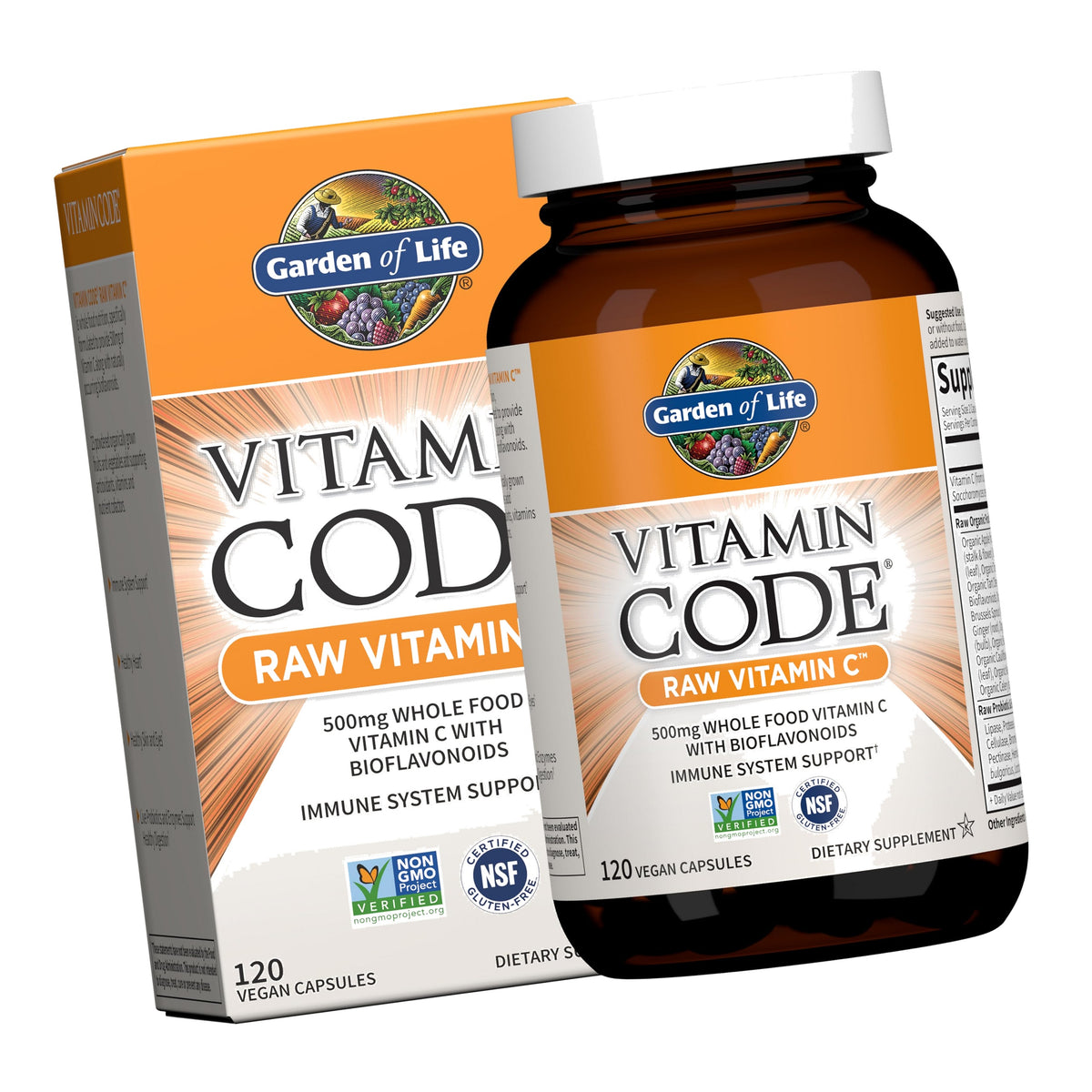 Garden of Life Vitamin Code Raw Vitamin C 500mg, 120 Capsules